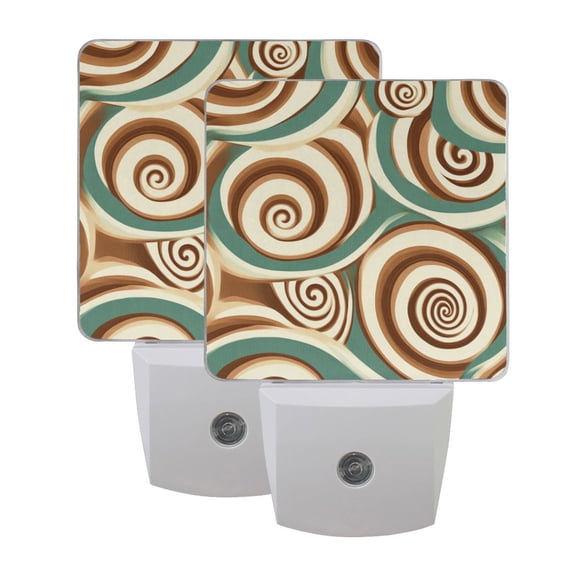 Abstract Pattern Chocolate Swirl LED Night Light with Smart Sensor Plug Into Wall Dusk to Dawn 2 packs