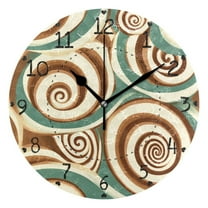 Abstract Pattern Chocolate Swirl Round Wall Clock Silent Battery Operated Home Decor for Living Room Bedroom