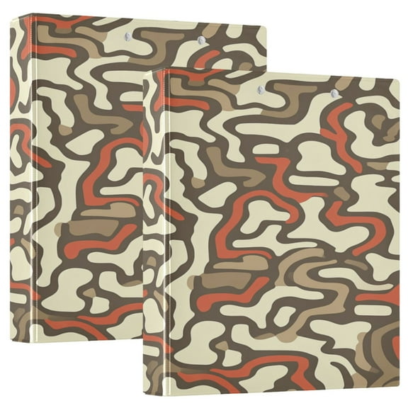 Abstract Pattern Design 12.4x10.6in PVC Round Ring Binder, D-Ring 3-Hole, Metal Clip, 200 Sheets