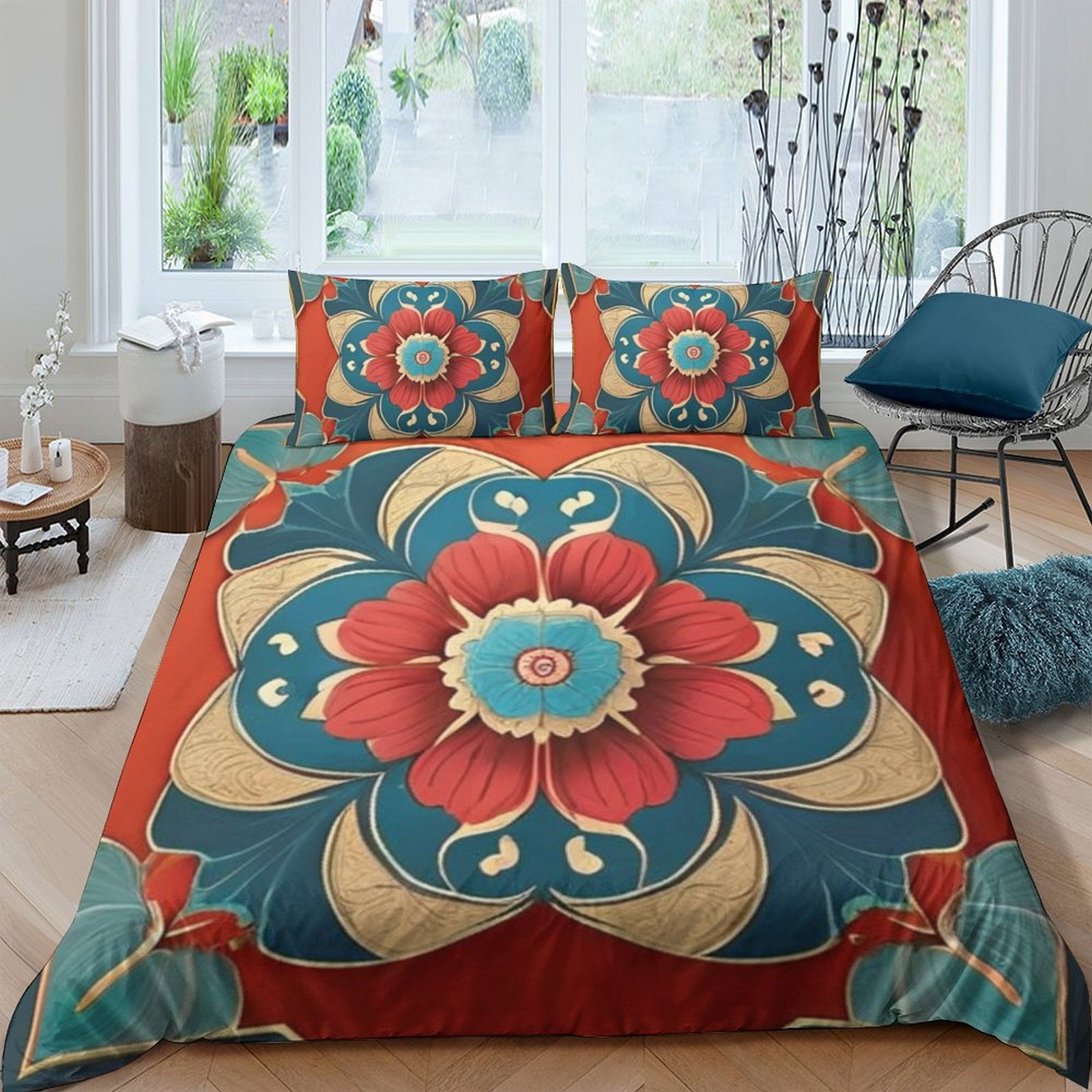 Abstract Pattern Duvet Cover Set Bohemian Style Bed Cover Set Girls