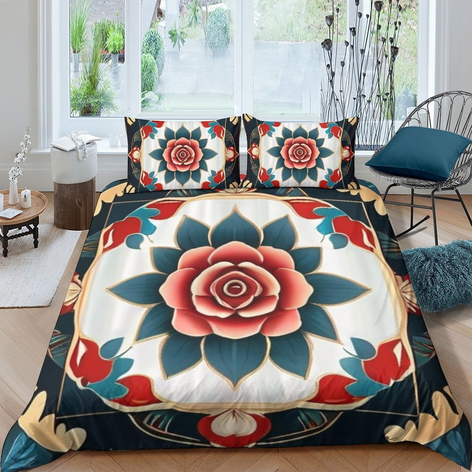 Abstract Pattern Duvet Cover Set Bohemian Style Bed Cover Set Girls