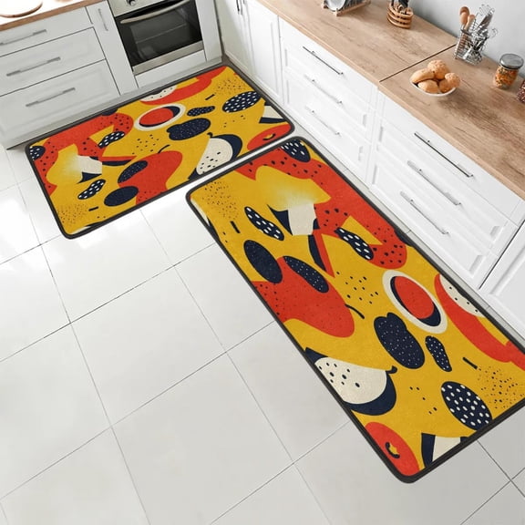 Abstract Pattern Kitchen Mat Set of 2 Non-Slip Washable Kitchen Rugs Waterproof Comfort Standing Floor Mats for Kitchen Home Office Sink Laundry 17x29 Inch + 17x47 Inch