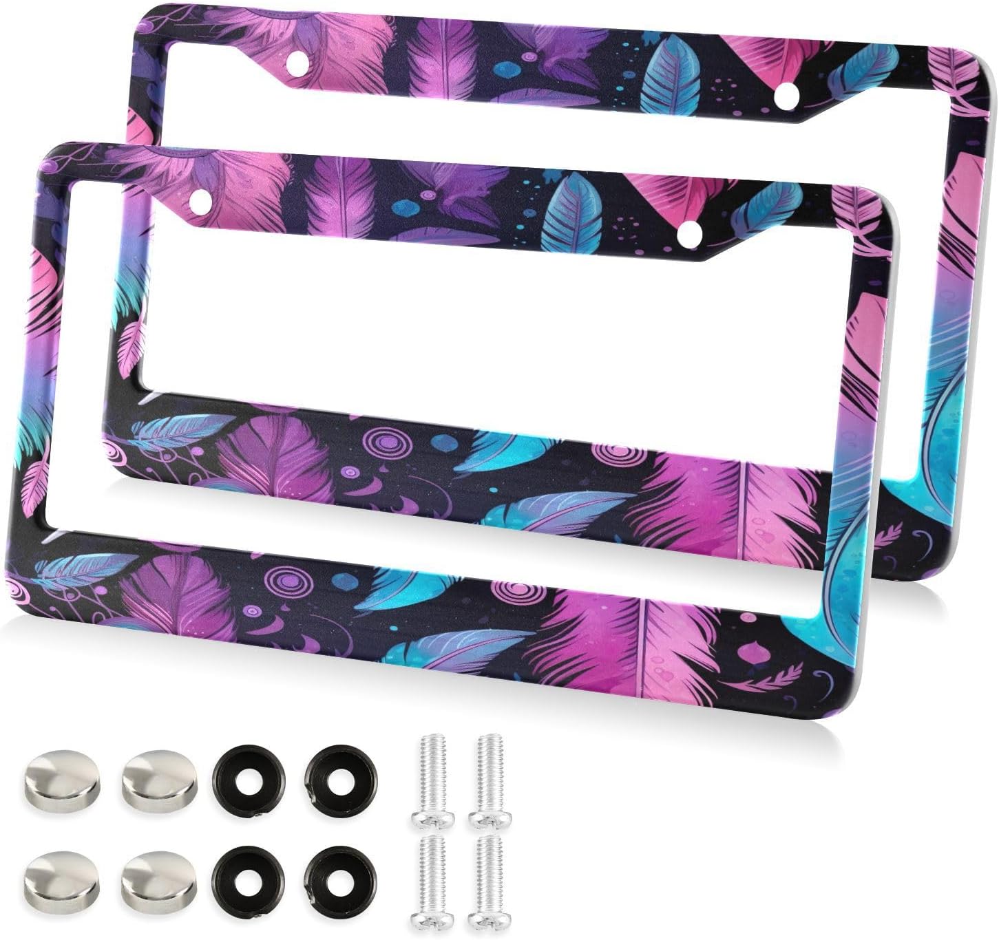 Abstract Pattern License Plate Frame, Aluminum Car Tag Frames, 2 Pack ...