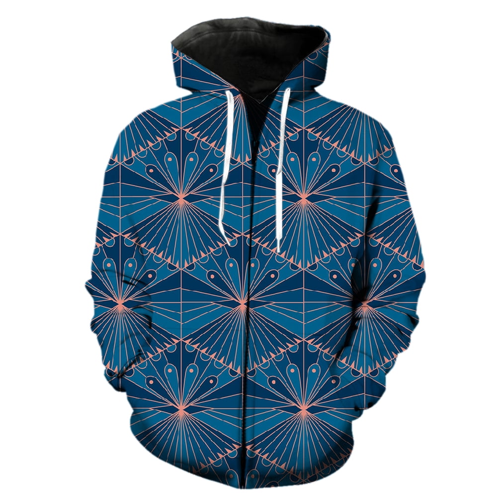 Abstract Pattern Men's Zipper Hoodie Casual Cool Spring With Hood ...