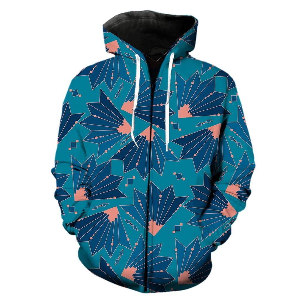 Abstract Pattern Men's Zipper Hoodie Casual Cool Spring With Hood ...