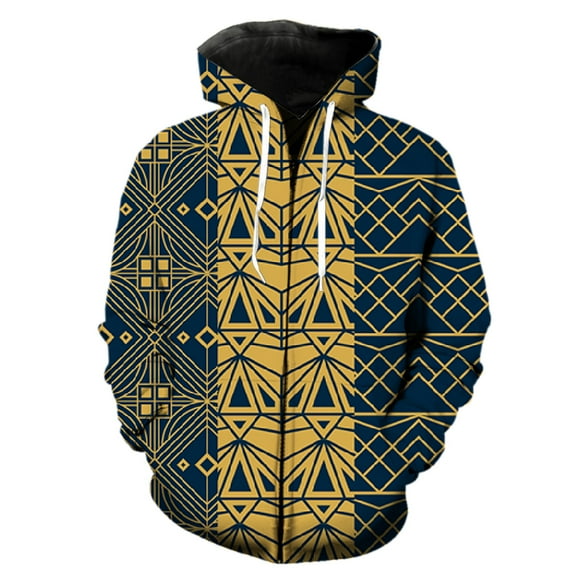 Abstract Pattern Men's Zipper Hoodie Fashion Unisex Tops Long Sleeve ...