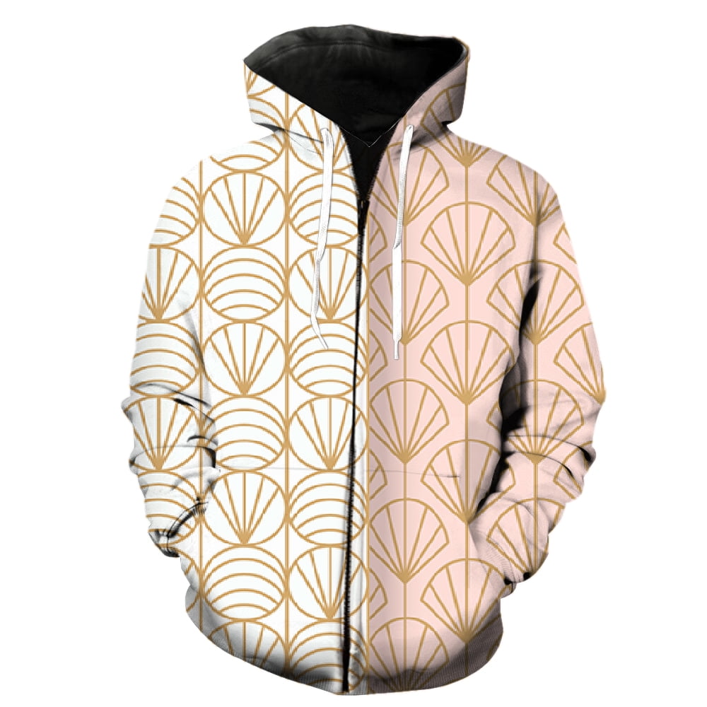 Abstract Pattern Men's Zipper Hoodie Oversized Long Sleeve Hip Hop ...