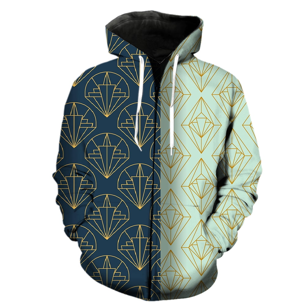 Abstract Pattern Men's Zipper Hoodie Tops 3D Print Funny Fashion ...