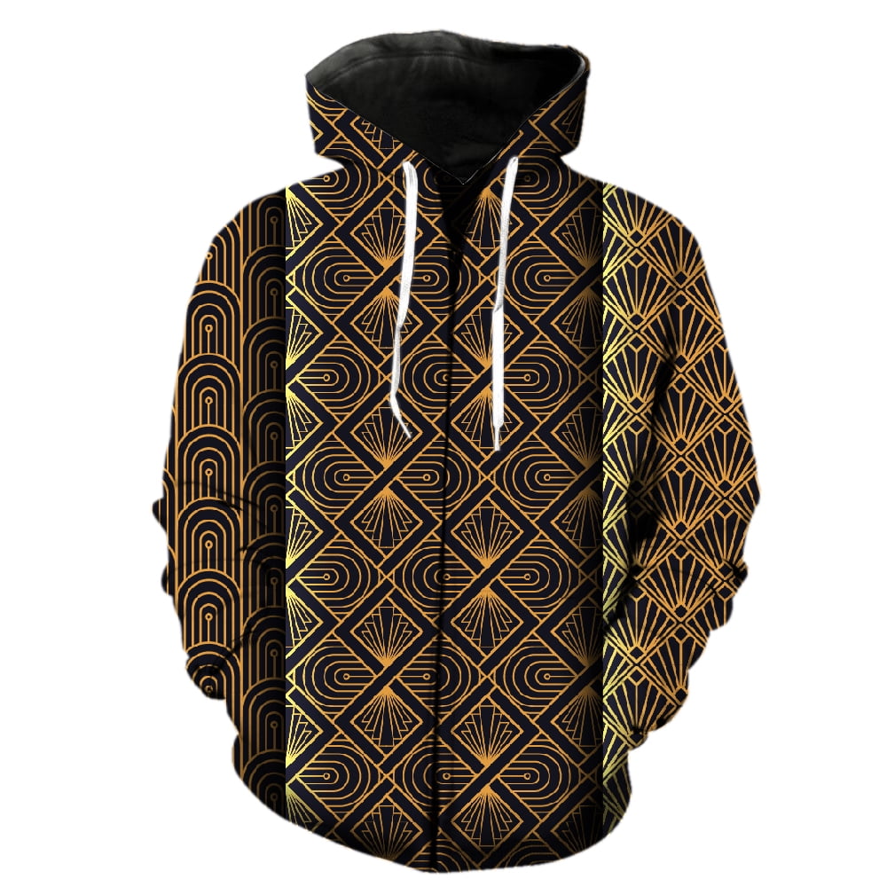 Abstract Pattern Men's Zipper Hoodie Tops Casual Hip Hop 3D Print Teens ...