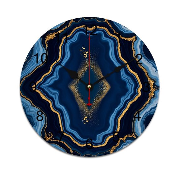 Abstract Pattern Printed Silent Wall Clock Round Kitchen Clock Chic Quiet Desk Clock For Living Room 10in
