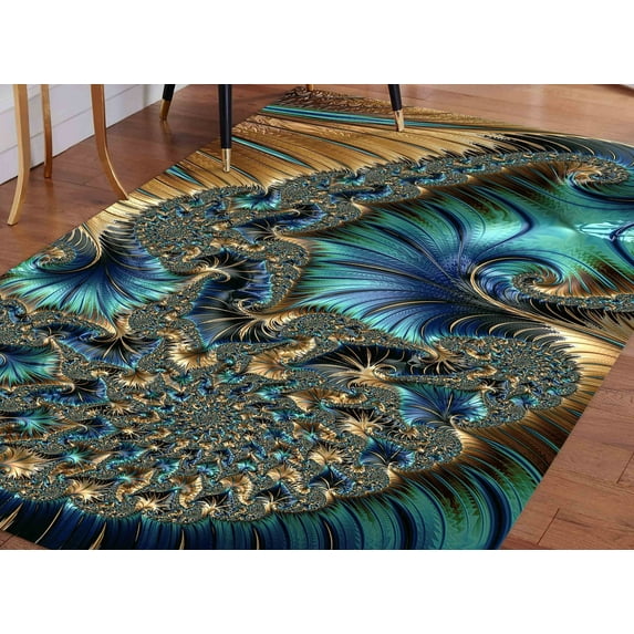 Abstract Pattern Rugs, Area Rugs, Fractal Rug, Modern Rugs, Pattern Rugs, Soft Rug, Modern Rugs, Large Rug, Runner Rug, Living Room Rug, 2.6'x6.5' - 80x200 cm