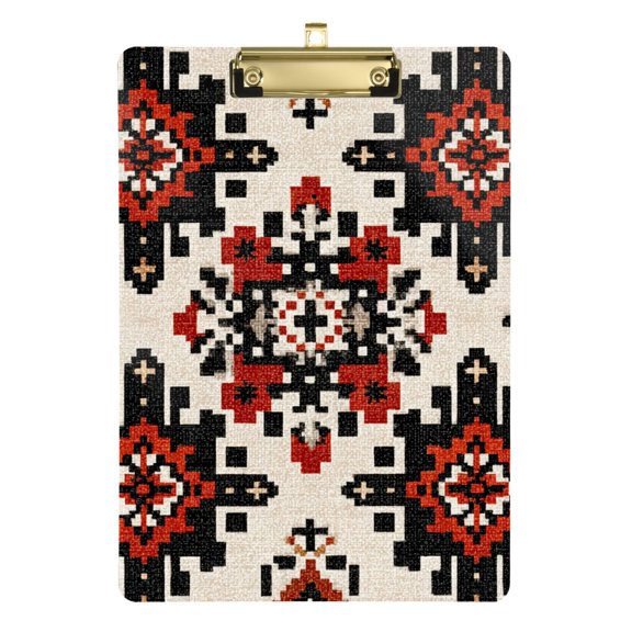 Abstract Pattern Weaven Texture Acrylic Clipboard Drawing Board with Hook Writing Pad File Storage A4 Size Gold 12.5" x 9"