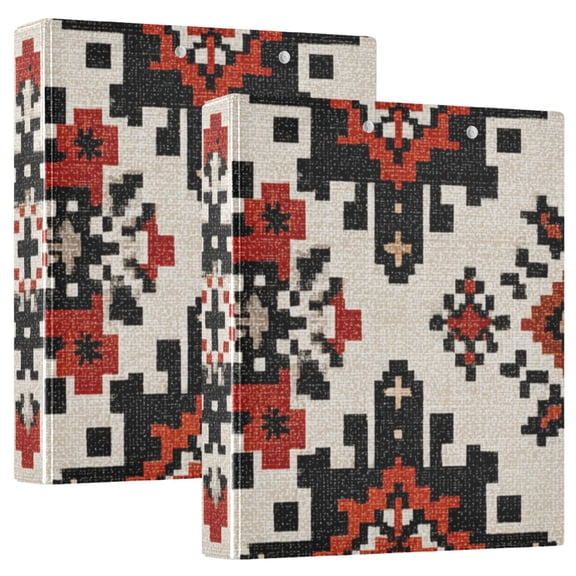 Abstract Pattern Weaven Texture Round Ring Binder 3 Rings 1.5" Capacity File Storage for A4 Size 1 Pack