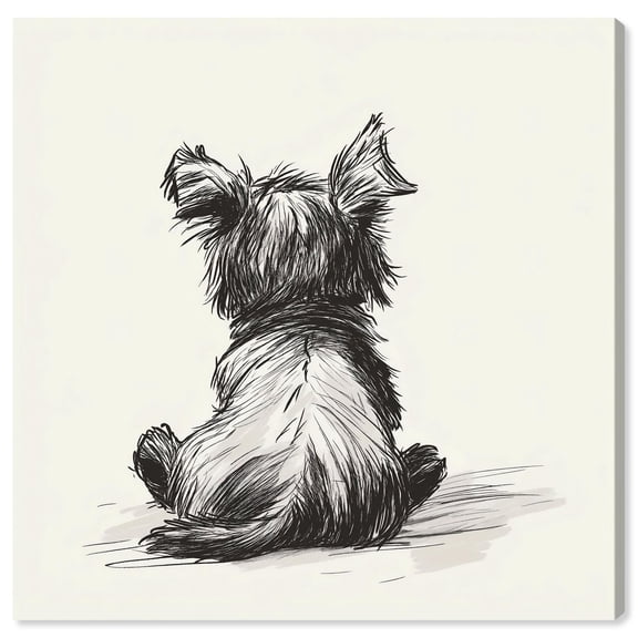 Abstract Paws of Joy Canvas Vintage Dog Drawings by Art Remedy, Gallery Wrapped, 24" x 24"