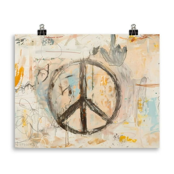 Abstract Peace Painting Poster Print Maximalist Design Wall Art Hippie Home Decor (11″×14″)