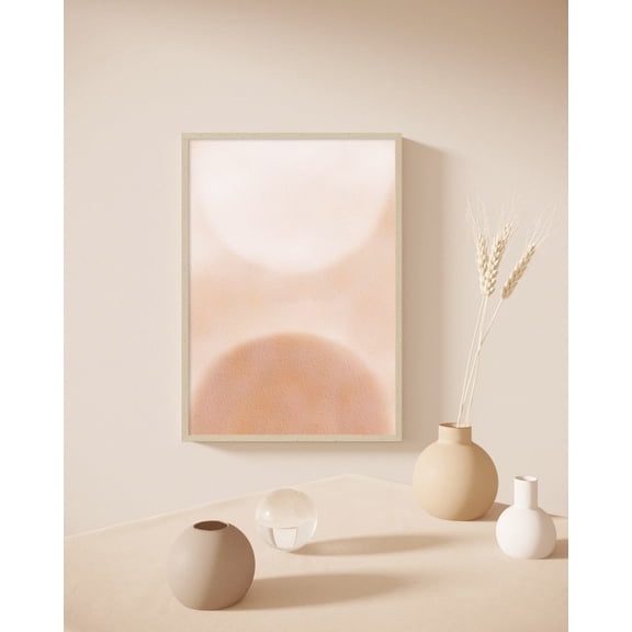 Abstract Peach Circle Art Poster Neutral Boho Decor, 16x24 UNFRAMED