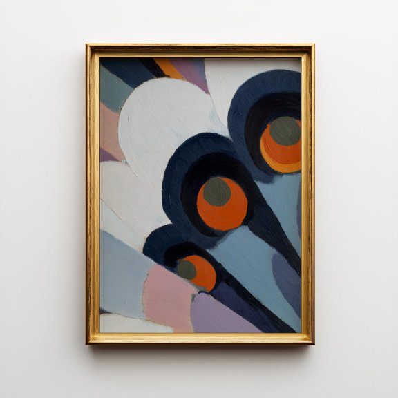 Abstract Peacock Feather Print Bold Spring Colors, Stretched Canvas 8x10in