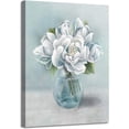 thumbnail image 1 of Abstract Peony Canvas Wall Art: Blossom Bouquet White Flowers in Glass Bottle Canvas Painting Artwork for Bathroom (12''''W x 16''''H,Multi-Sized), 1 of 6