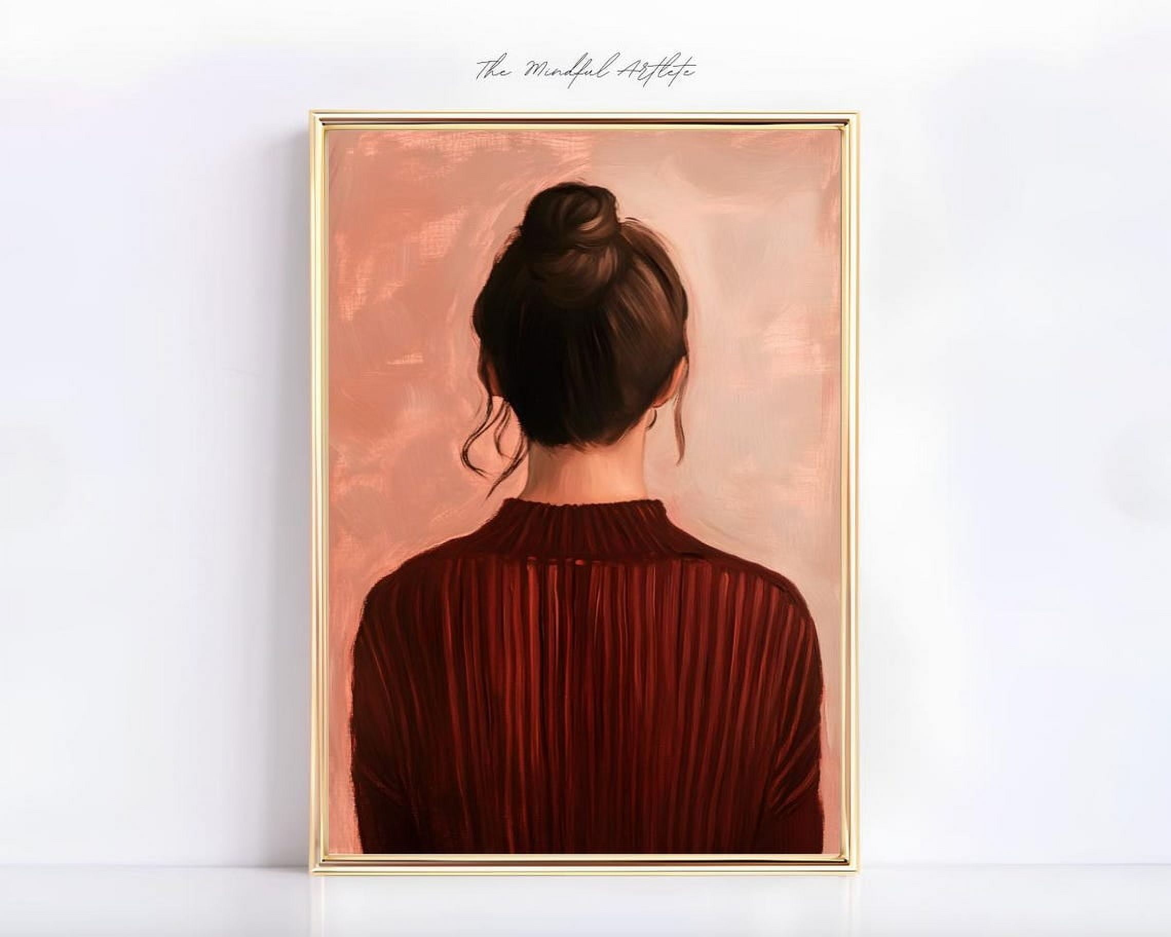 Abstract People Brunette Woman Portrait Back View Striped Minimalist ...