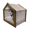 thumbnail image 1 of Abstract Pet House, Pineapples with Triangles Lines and Checkered Squares Fruit Design, Outdoor & Indoor Portable Dog Kennel with Pillow and Cover, 5 Sizes, Dark Coral Dark Blue, by Ambesonne, 1 of 5