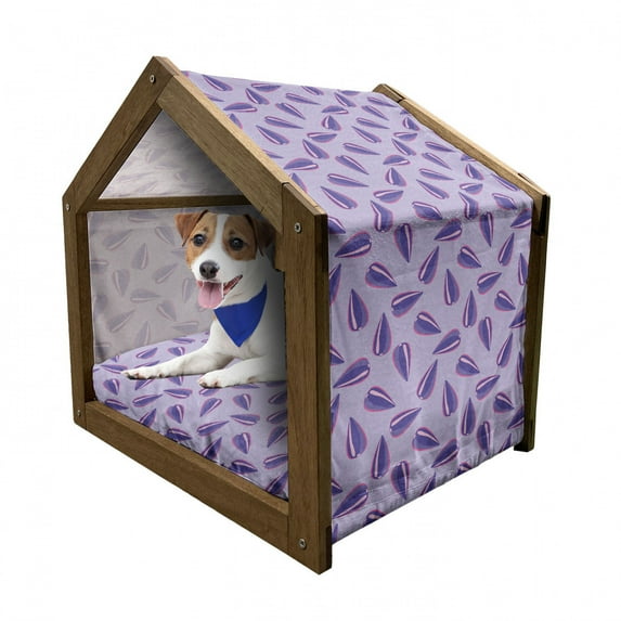 Abstract Pet House, Repeating Pattern of Flower in Purple Tones Agriculture Design, Outdoor & Indoor Portable Dog Kennel with Pillow and Cover, 5 Sizes, Lilac Purple Magenta, by Ambesonne
