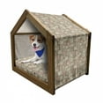 thumbnail image 1 of Abstract Pet House, Square Shaped Spiral with Inner Modern Geometric Illustration, Outdoor & Indoor Portable Dog Kennel with Pillow and Cover, 5 Sizes, Redwood Tan Red, by Ambesonne, 1 of 5