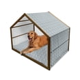 thumbnail image 1 of Abstract Pet House, Trippy Zig Zag Chevron Herringbone Lines Background Contemporary Digital Design, Outdoor & Indoor Portable Dog Kennel with Pillow and Cover, 5 Sizes, Multicolor, by Ambesonne, 1 of 4