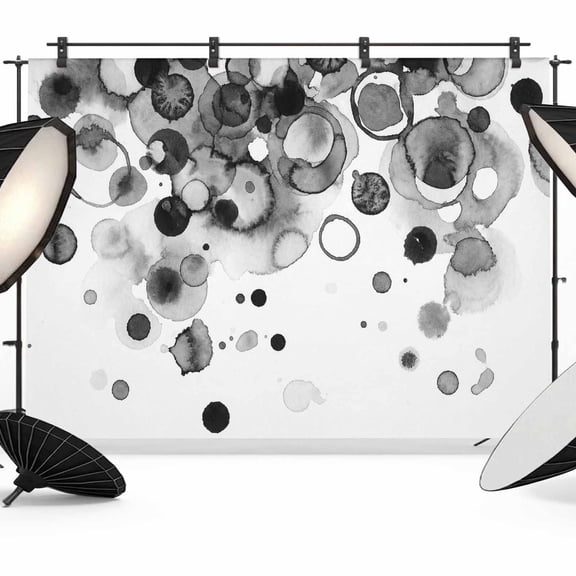Abstract Photography Backdrop 8x6FT, Black Gradient Watercolors Ink Points Minimalist Photo Backdrops, Background for Photography Studio Photo Studio Background, Back Drop for Photoshoot