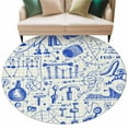 thumbnail image 1 of Abstract Physics Formula Area Rug, Equations Blue Pattern Model Washable Large Circle Carpet, Non Slip Round Rug for Living Room/Bedroom/Dining Room/Home Office/Dorm, 1 of 9