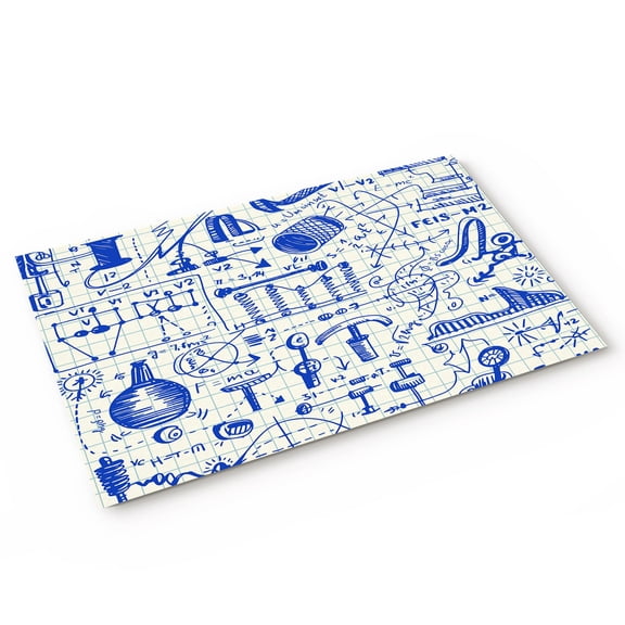 Abstract Physics Formula Door Mat Equations Blue Pattern Model Non Slip Absorbent Entrance Mat Washable Low Profile Indoor Doormat for Front Door Entryway Entry 16"x24"