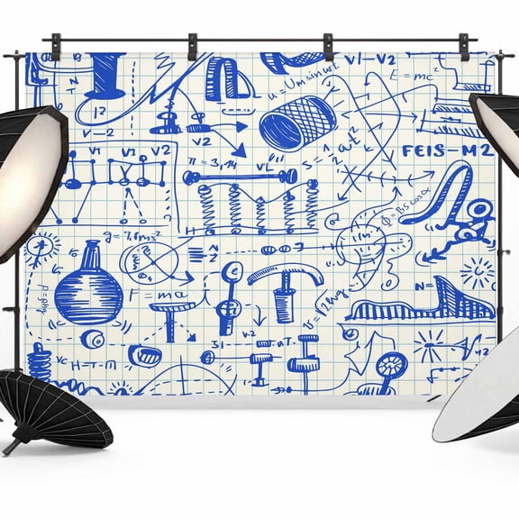 Abstract Physics Formula Photography Backdrop 7x5FT, Equations Blue Pattern Model Photo Backdrops, Background for Photography Studio Photo Studio Background, Back Drop for Photoshoot