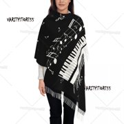 Abstract Piano Keys With Musical Notes Women's Tassel Shawl Scarf Fashion Scarf