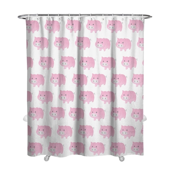 Abstract Pig Art Shower Curtain - Funny Cartoon Animal Print, Fade-Resistant Bathroom Curtain 72x84 Inch, Waterproof & Machine Washable with 12 Hooks