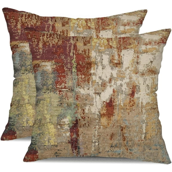 Abstract Pillow Covers 18x18 Inch Set of 2 Abstract Rust Art Painting Decorative Throw Pillows Modern Artwork Square Couch Decor for Living Room Couch Home Chair 68A