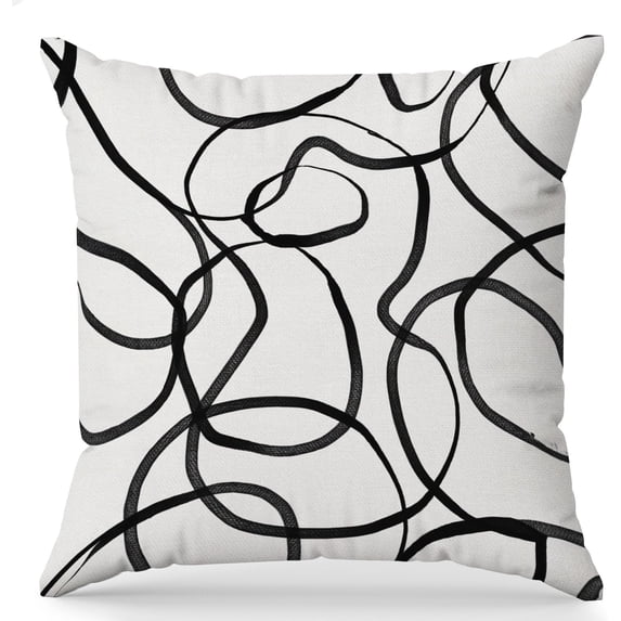 Abstract Pillow Covers - Black and White Pillow Covers, Accent Pillows 18x18 Pillow Cover, Flannel,Home Living Room Decor, Couch Pillows for Living Room, Black and White Decorative Pillows