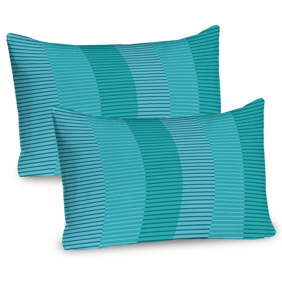 Abstract Pillow Sham Set of 2, Abstract Stripes Pattern Digital Image in Different Modern Style Print, Quality Microfiber Bedding Item for All Seasons, 26" x 20", Turquoise Pale Blue, by Ambesonne