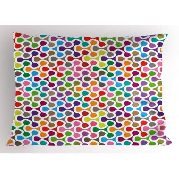 Abstract Pillow Sham Trippy Crossed Linked Geometric Puzzle Style Figures Ornamental Background Pattern, Decorative Standard King Size Printed Pillowcase, 36 X 20 Inches, Multicolor, by Ambesonne