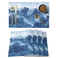thumbnail image 1 of Abstract Pine Trees Placemats Set of 4 Blue Forest Fogged Mist Contemporary Zen Place Mats Indoor Wipeable Table Mats Washable Cloth Dining Table Placemats for Kitchen Holiday Party Decor 13x19 Inch, 1 of 9