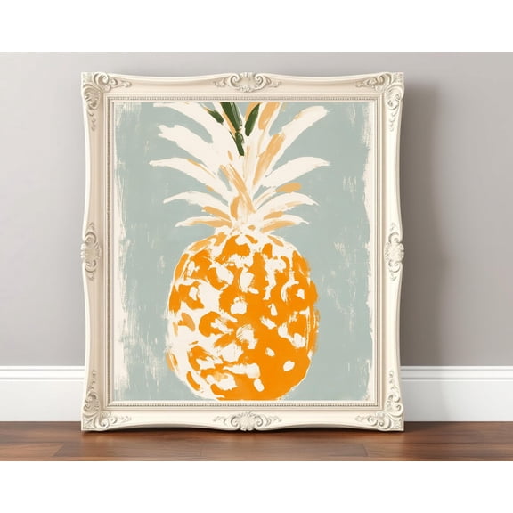 Abstract Pineapple Print: Modern Coastal Kitchen Wall Art, Fruit, Pastel Beach House Wall Decor, #365, Unframed Poster Size 12x18