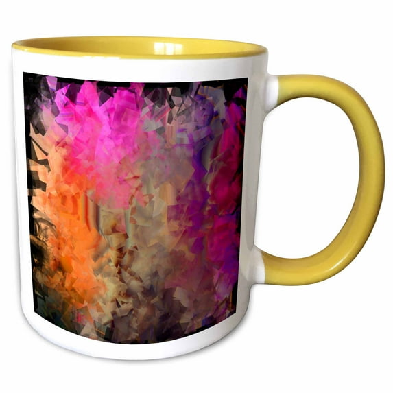 3drose, Abstract Pink and Orange by Angelandspot, 11oz Two-tone Yellow Mug