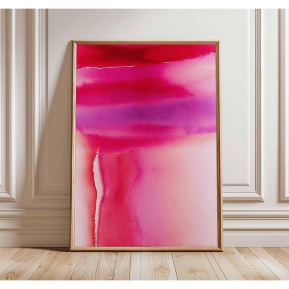 Abstract Pink And Red Watercolor Style Print Modern Gradient Art Home ...