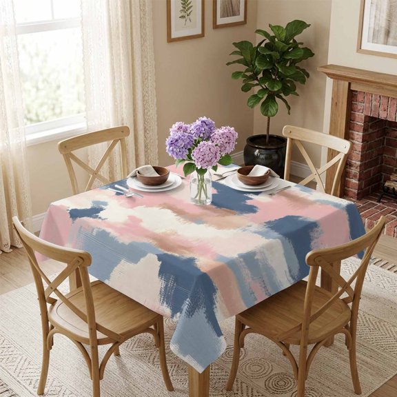 Abstract Pink Blue Sky Cloud Square Tablecloth 54x54 Inch Modern Art Waterproof Polyester Tablecloth for Dining Table, Washable Table Cover for Kitchen Dining Room Wedding Decoration,Stain Resistant