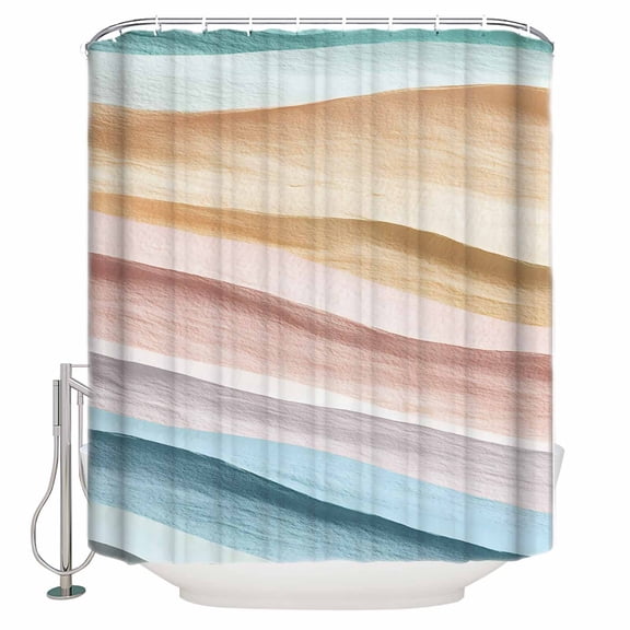 Abstract Pink Blue Wave Shower Curtain, 72" x 72", Modern Art Waterproof Bathroom Curtain Washable Shower Curtain Set with 12 Hooks