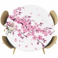 thumbnail image 1 of Abstract Pink Cherry Blossom Flower on White Fitted Round Tablecloths 36"-44",Waterproof Table Cloth for Kitchen Holiday Party Tables Decor, 1 of 9