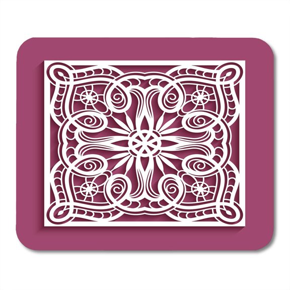 Abstract Pink Cut Panel with Lace Pattern Elegant for Laser Cutting Wood Carving Cutout White Wedding Mousepad Mouse Pad Mouse Mat 9x10 inch
