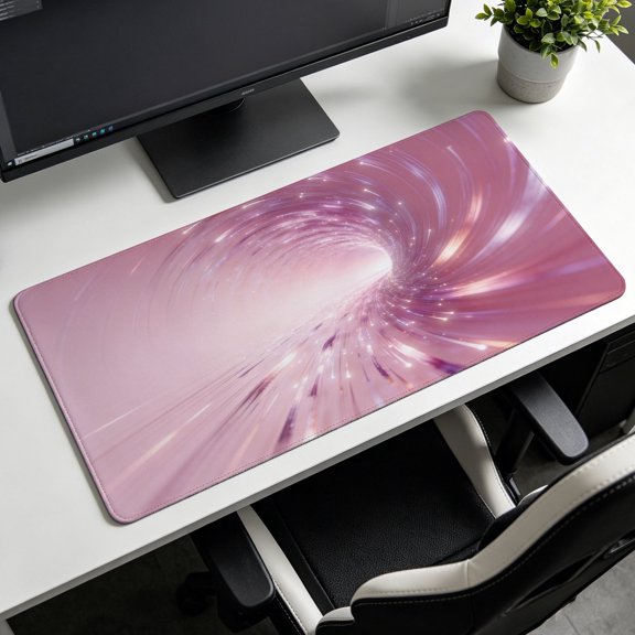 Abstract Pink Fiber Optic Light Tunnel Mouse Pad,Non Slip Rubber Pad,Desktop Decoration Drotection Pad,Washable,Lock Edge Multi Size,Mousepad for Office,Gaming