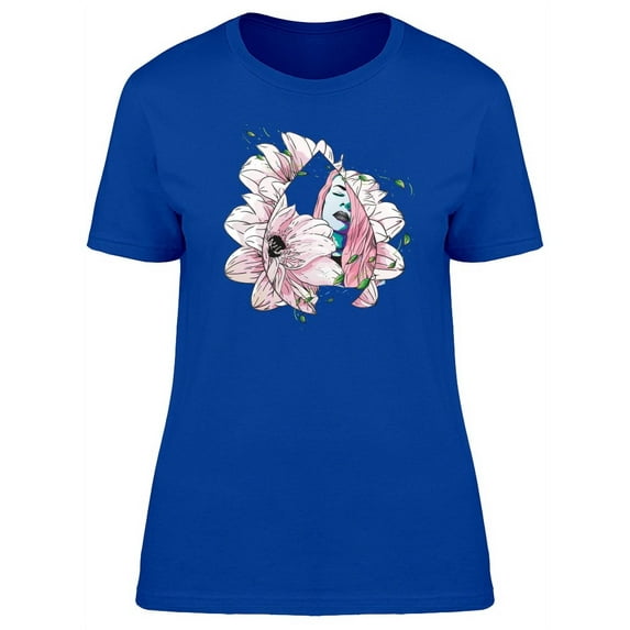 Abstract Pink Flower Girl T-Shirt Women -Image by Shutterstock, Female x-Large