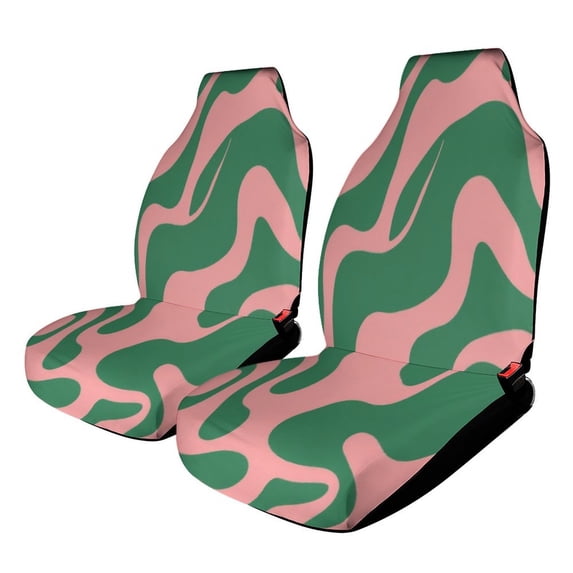 Abstract Pink Green Wavy Pattern Car Seat Covers Front Seats Universal Fit for Cars SUV Truck Auto Interior Accessories