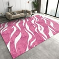 thumbnail image 1 of Abstract Pink Irregular Wavy Stripes Girls Room Rug, Modern Simple Carpet, Non-Slip Easy Clean Foldable Absorbent Playing Area Rug For Living Room Bedroom Kitchen Entryway Hallway 1x2ft, 1 of 6