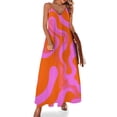 thumbnail image 1 of Abstract Pink Orange Wavy Lines Sleeveless Dress Loose Women's Dress Dresses Luxury Evening Dresses, 1 of 9